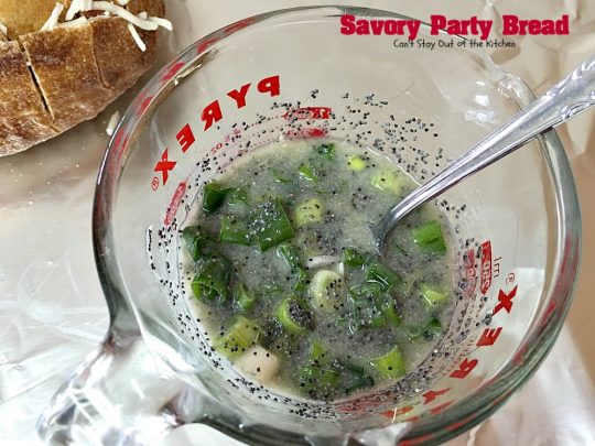 Savory Party Bread | Can't Stay Out of the Kitchen | this awesome #bread is a great #appetizer for any party. Quick, easy & so scrumptious you'll be drooling over every bite. #montereyjackcheese