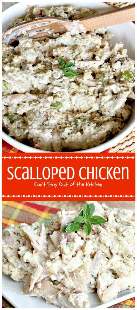 Scalloped Chicken | Can't Stay Out of the Kitchen | this family favorite #chicken entree is so quick and easy using only 6 ingredients. Great way to use up leftover rotisserie chicken, too. #StoveTopStuffingMix