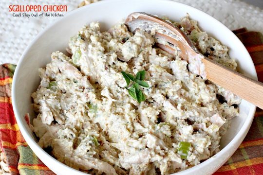 Scalloped Chicken | Can't Stay Out of the Kitchen | this family favorite #chicken entree is so quick and easy using only 6 ingredients. Great way to use up leftover rotisserie chicken, too. #StoveTopStuffingMix