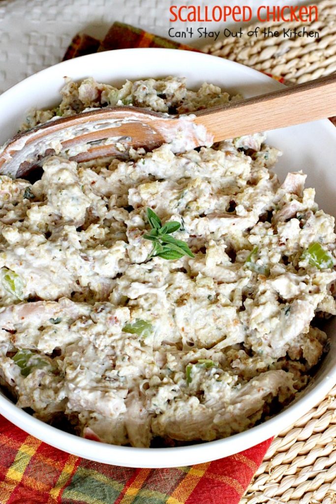Scalloped Chicken | Can't Stay Out of the Kitchen | this family favorite #chicken entree is so quick and easy using only 6 ingredients. Great way to use up leftover rotisserie chicken, too. #StoveTopStuffingMix