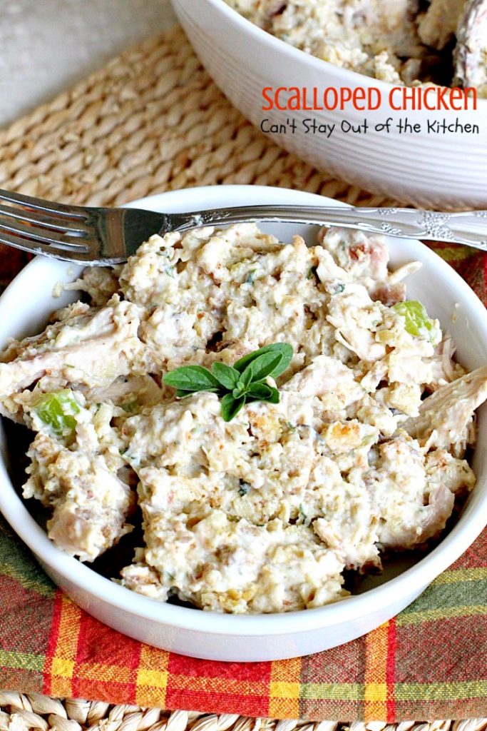 Scalloped Chicken | Can't Stay Out of the Kitchen | this family favorite #chicken entree is so quick and easy using only 6 ingredients. Great way to use up leftover rotisserie chicken, too. #StoveTopStuffingMix