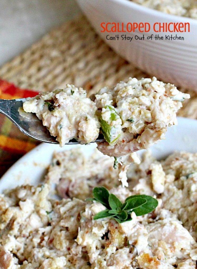 Scalloped Chicken | Can't Stay Out of the Kitchen | this family favorite #chicken entree is so quick and easy using only 6 ingredients. Great way to use up leftover rotisserie chicken, too. #StoveTopStuffingMix