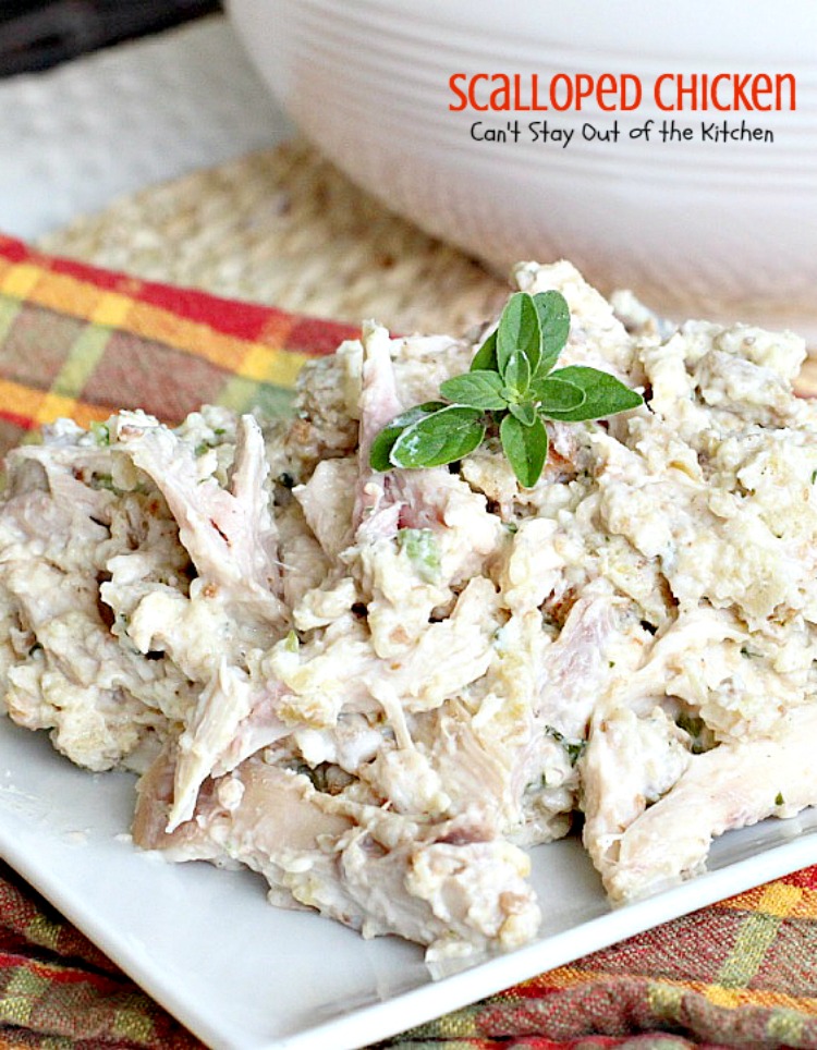 Scalloped Chicken | Can't Stay Out of the Kitchen | this family favorite #chicken entree is so quick and easy using only 6 ingredients. Great way to use up leftover rotisserie chicken, too. #StoveTopStuffingMix