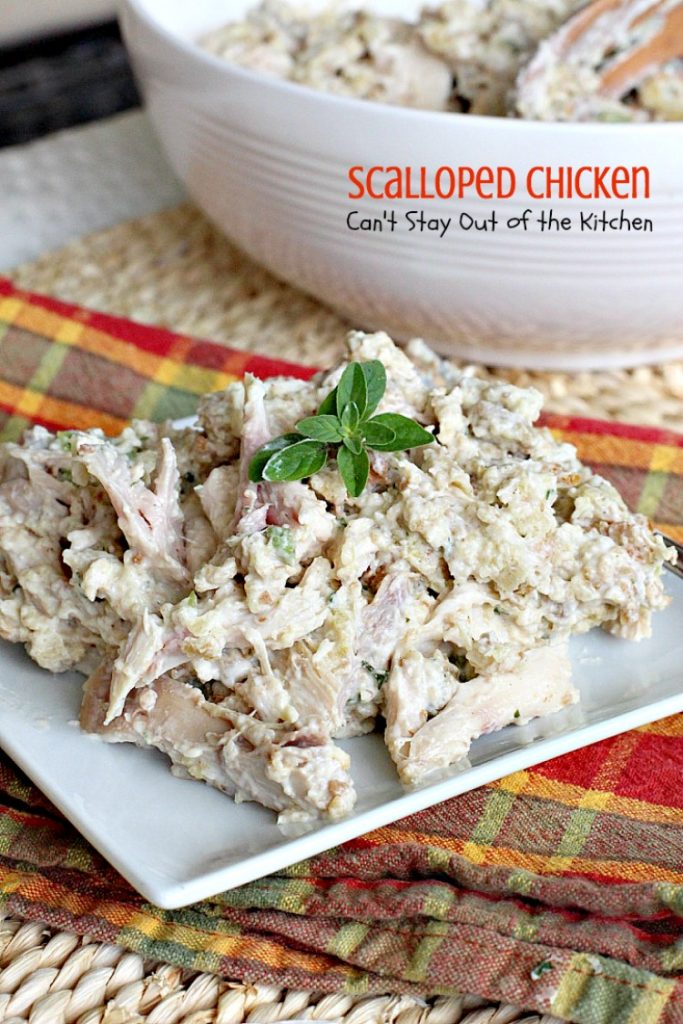 Scalloped Chicken | Can't Stay Out of the Kitchen | this family favorite #chicken entree is so quick and easy using only 6 ingredients. Great way to use up leftover rotisserie chicken, too. #StoveTopStuffingMix