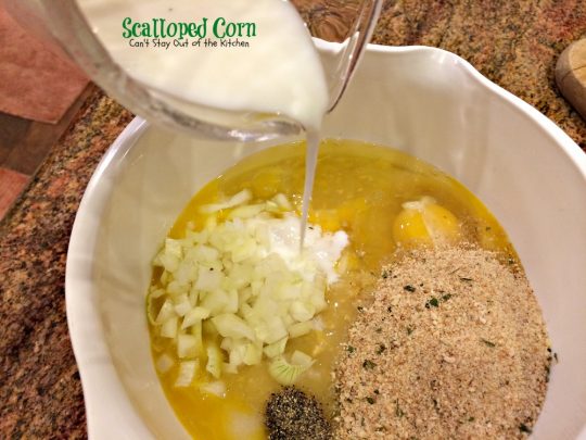 Scalloped Corn | Can't Stay Out of the Kitchen | quick and easy #corn #casserole that's a great #sidedish for #holidays or company.