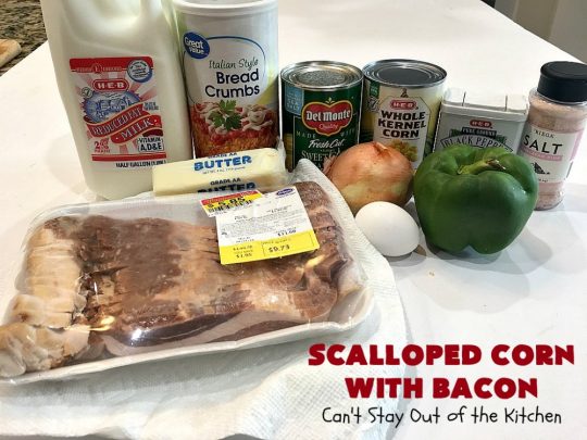 Scalloped Corn with Bacon | Can't Stay Out of the Kitchen | this fantastic #GooseberryPatch #recipe is absolutely mouthwatering & delicious. Yes, #bacon makes everything better! It's perfect for your #holiday dinners like #Thanksgiving or #Christmas since it's really easy to assemble & it always rates 5 stars when I make it. #corn #ScallopedCornWithBacon #HolidayCasserole #HolidaySideDish #ScallopedCorn