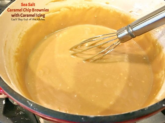 Sea Salt Caramel Chip Brownies with Caramel Icing | Can't Stay Out of the Kitchen | these #brownies are seriously addictive! #caramel chips and #chocolate explode in these heavenly goodies. Rich, decadent, divine! #dessert