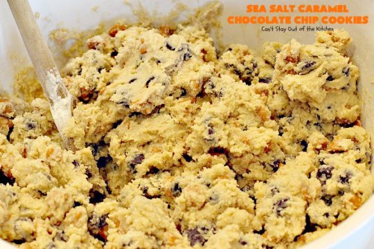Sea Salt Caramel Chocolate Chip Cookies | Can't Stay Out of the Kitchen | these #cookies are divine! They have double the #caramel & #chocolate chips so they're rich, decadent & heavenly. #dessert