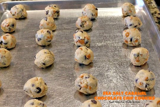 Sea Salt Caramel Chocolate Chip Cookies | Can't Stay Out of the Kitchen | these #cookies are divine! They have double the #caramel & #chocolate chips so they're rich, decadent & heavenly. #dessert