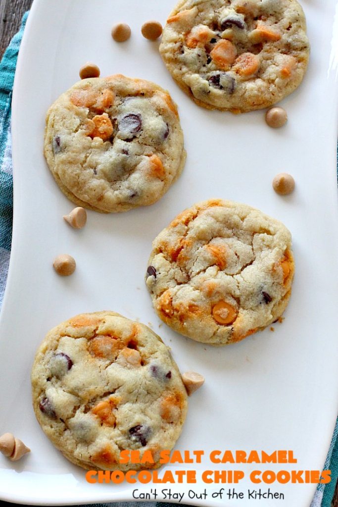 Sea Salt Caramel Chocolate Chip Cookies | Can't Stay Out of the Kitchen | these #cookies are divine! They have double the #caramel & #chocolate chips so they're rich, decadent & heavenly. #dessert