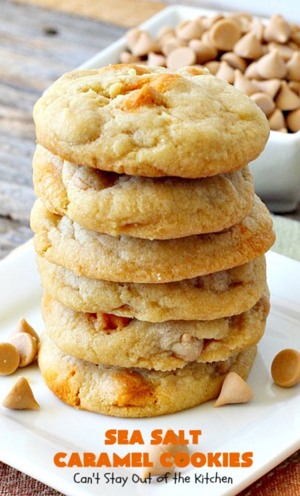 Sea Salt Caramel Cookies | Can't Stay Out of the Kitchen | these amazing #caramel #cookies will rock your world! Great for summer #holidays, Backyard BBQs, Back-to-school parties & family reunions. #dessert