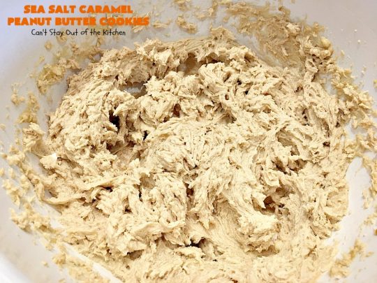 Sea Salt Caramel Peanut Butter Cookies | Can't Stay Out of the Kitchen | these amazing #cookies have #Reeses #peanutbutter chips & sea salt #caramel chips. Fabulous #dessert for #tailgating parties.