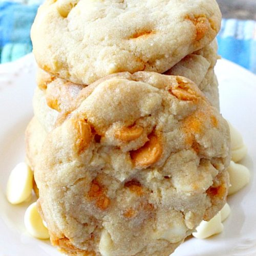 Sea Salt Caramel White Chocolate Cookies | Can't Stay Out of the Kitchen | these fantastic #cookies contain sea salt #caramel chips and #whitechocolate chips. Perfect for #tailgating parties. #dessert #chocolate