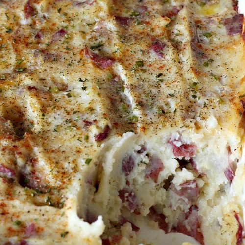Seasoned Mashed Potatoes | Can't Stay Out of the Kitchen | this easy & delicious #sidedish is one of our favorite ways to enjoy #potatoes. The seasonings dress up #RedPotatoes in a fantastic way. Terrific for #holiday, company or family menus. #SeasonedMashedPotatoes #GlutenFree #MashedPotatoes #casserole #GlutenFreeSideDish #HolidaySideDish #EasterSideDish