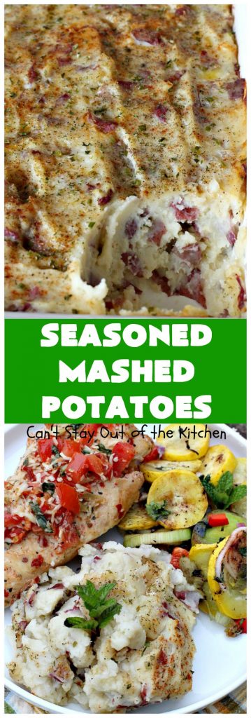 Seasoned Mashed Potatoes | Can't Stay Out of the Kitchen | this easy & delicious #sidedish is one of our favorite ways to enjoy #potatoes. The seasonings dress up #RedPotatoes in a fantastic way. Terrific for #holiday, company or family menus. #SeasonedMashedPotatoes #GlutenFree #MashedPotatoes #casserole #GlutenFreeSideDish #HolidaySideDish #EasterSideDish
