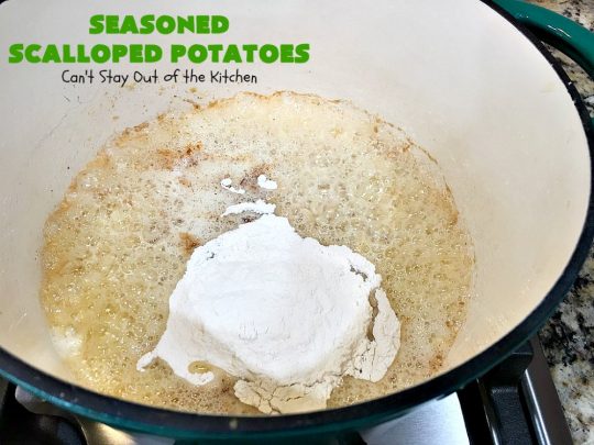 Seasoned Scalloped Potatoes | Can't Stay Out of the Kitchen | these heavenly scalloped #potatoes are absolutely mouthwatering. Terrific for #holiday menus like #Thanksgiving or #Christmas too. This version is #glutenfree, but you can use regular flour as well. #vegetable #casserole #potatocasserole #holidaycasserole #scallopedpotatoes