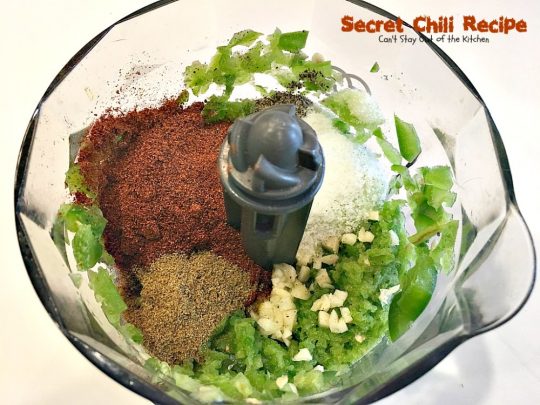 Secret Chili Recipe | Can't Stay Out of the Kitchen | you'll love this family favorite prize-winning #chili with 3 kinds of peppers. #crockpot #beef #kidneybeans #glutenfree