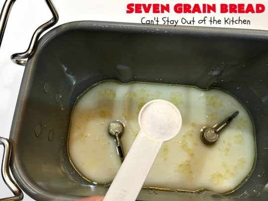 Seven Grain Bread | Can't Stay Out of the Kitchen | this delicious home-baked #bread is perfect for either #breakfast or dinner. It's also incredibly easy since it's made in the #breadmaker. This #recipe uses #VitalWheatGluten so it's light and fluffy. #SevenGrainCereal #SevenGrainBread