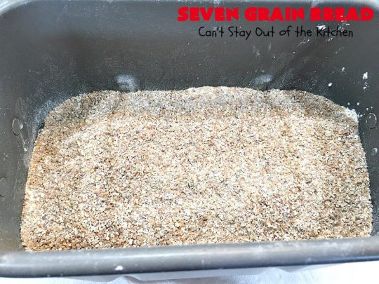 Seven Grain Bread | Can't Stay Out of the Kitchen | this delicious home-baked #bread is perfect for either #breakfast or dinner. It's also incredibly easy since it's made in the #breadmaker. This #recipe uses #VitalWheatGluten so it's light and fluffy. #SevenGrainCereal #SevenGrainBread