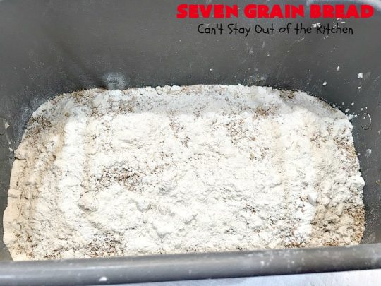 Seven Grain Bread | Can't Stay Out of the Kitchen | this delicious home-baked #bread is perfect for either #breakfast or dinner. It's also incredibly easy since it's made in the #breadmaker. This #recipe uses #VitalWheatGluten so it's light and fluffy. #SevenGrainCereal #SevenGrainBread