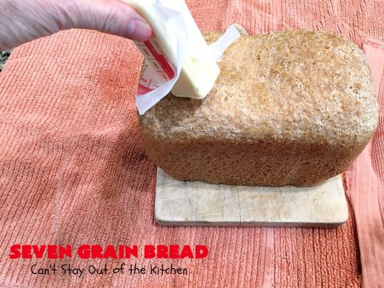 Seven Grain Bread | Can't Stay Out of the Kitchen | this delicious home-baked #bread is perfect for either #breakfast or dinner. It's also incredibly easy since it's made in the #breadmaker. This #recipe uses #VitalWheatGluten so it's light and fluffy. #SevenGrainCereal #SevenGrainBread