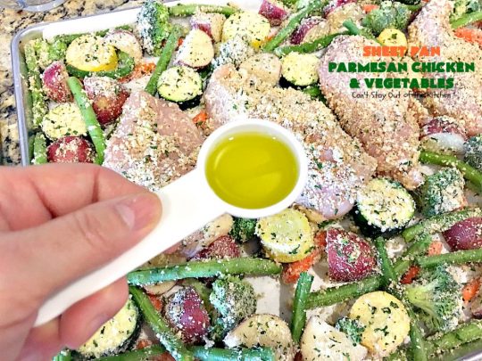 Sheet Pan Parmesan Chicken and Vegetables | Can't Stay Out of the Kitchen | fantastic sheet pan dinner that's so easy & delicious. This one has a delicious #parmesan cheese coating. Perfect for family or company dinners. #chicken #asparagus #glutenfree