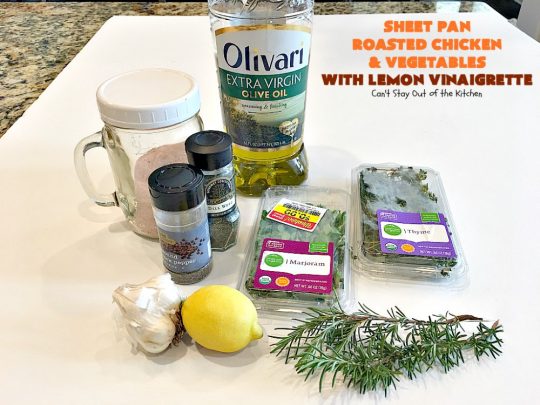 Sheet Pan Roasted Chicken and Vegetables with Lemon Vinaigrette | Can't Stay Out of the Kitchen | amazing one-pan meal with a delicious #lemon #vinaigrette drizzled over the top. #chicken #carrots #butternutsquash #cauliflower #asparagus #glutenfree