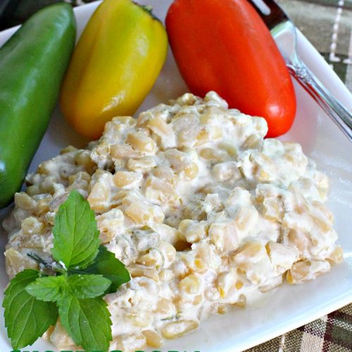 Shoepeg Corn Casserole | Can't Stay Out of the Kitchen | this fantastic #corn #casserole uses #creamcheese & #chilies for a creamy, slightly spicy spin on corn. It's a wonderful & very easy #sidedish for #holidays like #Thanksgiving & #Christmas. #corncasserole #glutenfree