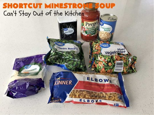 Shortcut Minestrone Soup | Can't Stay Out of the Kitchen | this easy #meatless #soup #recipe can be whipped up in about 20 minutes. It's perfect for weeknight dinners when you need something ready really quickly. It's also wonderful for cold, winter nights when you want some hot food to invigorate you! #Minestrone #pasta #cannellini #ShortcutMinestroneSoup