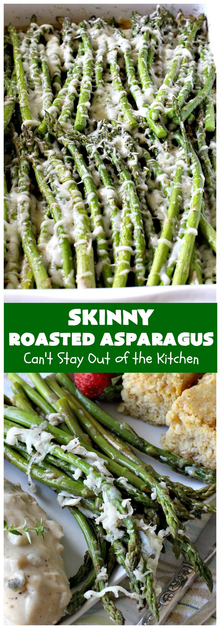Skinny Roasted Asparagus | Can't Stay Out of the Kitchen | Wow this 6-ingredient #recipe is something special! #Asparagus made this way is heavenly. It uses a 6-cheese blend that's fantastic. Terrific for company or #holiday dinners. #Healthy, #LowCalorie & #GlutenFree. #ItalianCheeseBlend #SkinnyRoastedAsparagus #HolidaySideDish #MothersDay #FathersDay