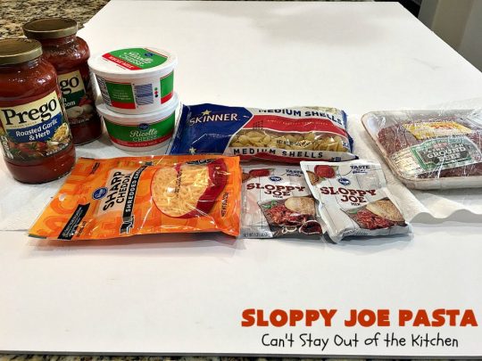 Sloppy Joe Pasta | Can't Stay Out of the Kitchen | this easy, 6-ingredient #recipe is kid-friendly & so delicious. It has a #TexMex flair with #SloppyJoeMix & an #Italian flair with #pasta. It uses both #CheddarCheese & #RicottaCheese. Amazing comfort food #casserole. #GroundBeef #SloppyJoes #SpaghettiSauce #SloppyJoePasta