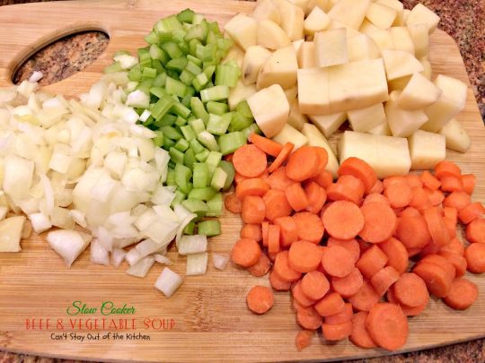 Slow Cooker Beef and Vegetable Soup | Can't Stay Out of the Kitchen | wonderful #slowcooker #soup chocked full of #veggies. #glutenfree