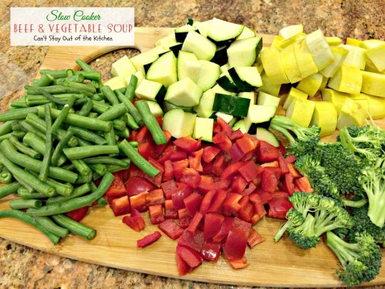 Slow Cooker Beef and Vegetable Soup | Can't Stay Out of the Kitchen | wonderful #slowcooker #soup chocked full of #veggies. #glutenfree