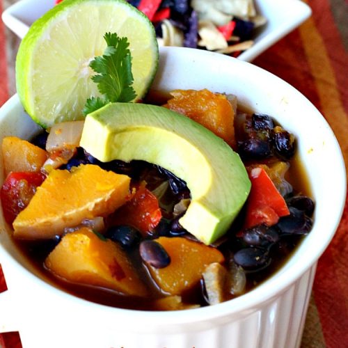 Slow Cooker Butternut Squash Chipotle Chili | Can't Stay Out of the Kitchen | this wonderful #chili includes #butternutsquash #blackbeans & #chipotle peppers making it incredibly delicious. #Tex-Mex #soup #vegan #glutenfree