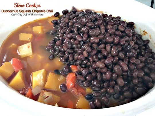 Slow Cooker Butternut Squash Chipotle Chili | Can't Stay Out of the Kitchen | this wonderful #chili includes #butternutsquash #blackbeans & #chipotle peppers making it incredibly delicious. #Tex-Mex #soup #vegan #glutenfree