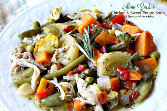 Slow Cooker Chicken and Sweet Potato Soup | Can't Stay Out of the Kitchen | this heavenly #soup is made in the #crockpot making it so easy. It's a wonderful fall or winter soup when you want a delightful comfort food for dinner. #chicken #veggies #sweetpotatoes