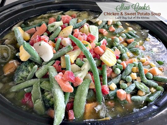 Slow Cooker Chicken and Sweet Potato Soup | Can't Stay Out of the Kitchen | this heavenly #soup is made in the #crockpot making it so easy. It's a wonderful fall or winter soup when you want a delightful comfort food for dinner. #chicken #veggies #sweetpotatoes