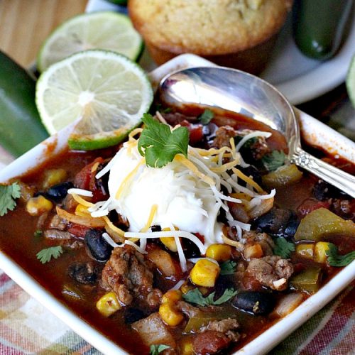 Slow Cooker Chili with Black Beans & Corn | Can't Stay Out of the Kitchen