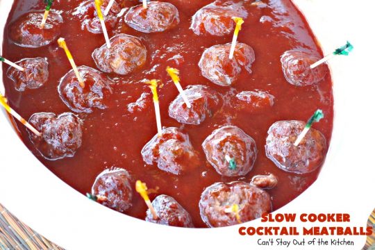 Slow Cooker Cocktail Meatballs | Can't Stay Out of the Kitchen | this favorite #meatballs recipe includes grape jelly & #SweetBabyRays #BBQ sauce! It's fabulous for #tailgating, #NewYearsEve or #SuperBowl parties. So easy, too! #appetizer