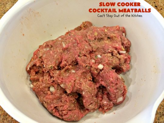 Slow Cooker Cocktail Meatballs | Can't Stay Out of the Kitchen | this favorite #meatballs recipe includes grape jelly & #SweetBabyRays #BBQ sauce! It's fabulous for #tailgating, #NewYearsEve or #SuperBowl parties. So easy, too! #appetizer