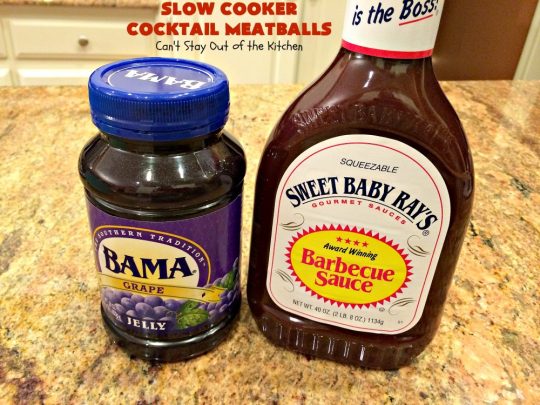 Slow Cooker Cocktail Meatballs | Can't Stay Out of the Kitchen | this favorite #meatballs recipe includes grape jelly & #SweetBabyRays #BBQ sauce! It's fabulous for #tailgating, #NewYearsEve or #SuperBowl parties. So easy, too! #appetizer