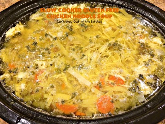 Slow Cooker Gluten Free Chicken Noodle Soup | this delicious #ChickenNoodleSoup #recipe is easy even though it's from scratch! It's great comfort food any time of the year but especially wonderful in the fall. #chicken #noodles #glutenfree #slowcooker #soup #crockpot #chickensoup