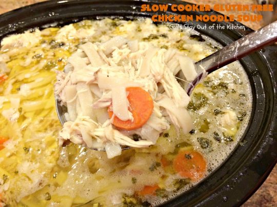 Slow Cooker Gluten Free Chicken Noodle Soup | this delicious #ChickenNoodleSoup #recipe is easy even though it's from scratch! It's great comfort food any time of the year but especially wonderful in the fall. #chicken #noodles #glutenfree #slowcooker #soup #crockpot #chickensoup