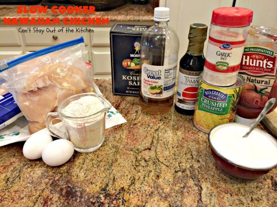 Slow Cooker Hawaiian Chicken | Can't Stay Out of the Kitchen | this fantastic #chicken entree can be made either in the #slowcooker or on top of the stove. The delicious sweet & sour #pineapple sauce makes this #recipe sizzle! Served over #rice, it's a terrific meal for company or family dinners. #glutenfree #Hawaiian #crockpot #sweetandsourchicken