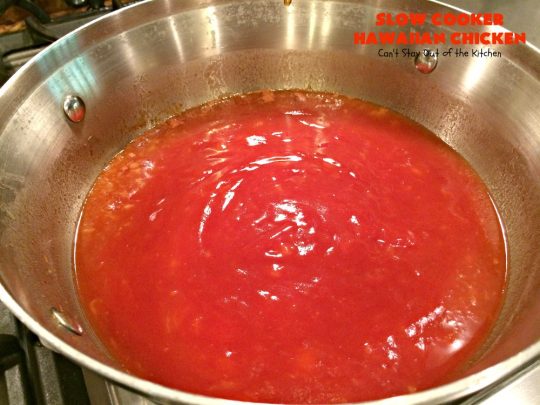 Slow Cooker Hawaiian Chicken | Can't Stay Out of the Kitchen | this fantastic #chicken entree can be made either in the #slowcooker or on top of the stove. The delicious sweet & sour #pineapple sauce makes this #recipe sizzle! Served over #rice, it's a terrific meal for company or family dinners. #glutenfree #Hawaiian #crockpot #sweetandsourchicken
