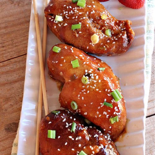 Slow Cooker Honey Garlic Chicken | Can't Stay Out of the Kitchen | this is one of the easiest #Asian style #chicken #recipes since the sauce is stirred together in the #crockpot & the #chicken is added on top! Very easy, very delicious, very filling & satisfying. It cooks in a few hours too, so it doesn't take long to prepare. #SlowCooker #honey #garlic #ginger #HoneyGarlicChicken #SlowCookerHoneyGarlicChicken #SlowCookerChickenRecipe