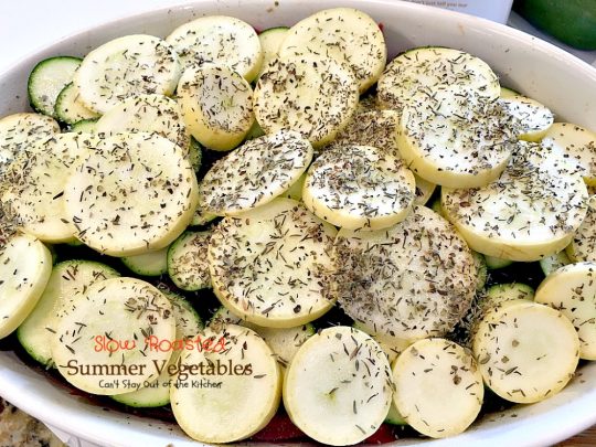 Slow Roasted Summer Vegetables | Can't Stay Out of the Kitchen | you've never had #veggies that taste as wonderful as the way these do. Slow roasting and assorted herbs make these garden vegetables incredibly tasty. #vegan #glutenfree #eggplant #tomatoes #zucchini
