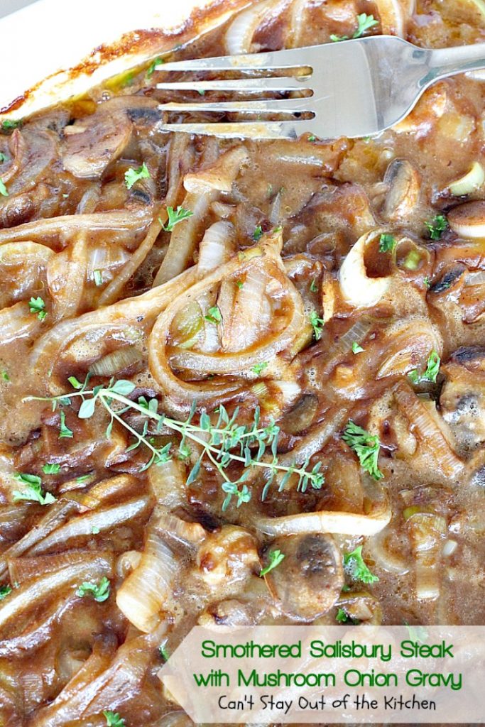 Smothered Salisbury Steak with Mushroom Onion Gravy | Can't Stay Out of the Kitchen | this is the BEST #SalisburySteak I've ever eaten. Tender, mouthwatering, amazing! #beef #steak #glutenfree