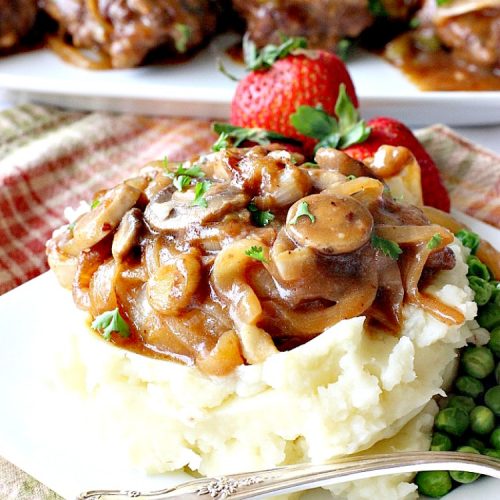 Smothered Salisbury Steak with Mushroom Onion Gravy | Can't Stay Out of the Kitchen | this is the BEST #SalisburySteak I've ever eaten. Tender, mouthwatering, amazing! #beef #steak #glutenfree