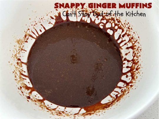 Snappy Ginger Muffins | Can't Stay Out of the Kitchen | #Molasses, #cinnamon & #ginger give these #muffins their fantastic #Gingerbread taste. Every bite will have you dreaming of another! Great for weekend, company or a #holiday #breakfast or #brunch. #HolidayBreakfast #GingerMuffins #SnappyGingerMuffins #GingerbreadMuffins